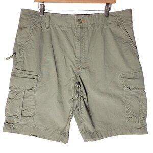 LL Bean Mens Cargo Shorts Ripstop Natural Fit Olive Green Pockets Hiking Sz 38W